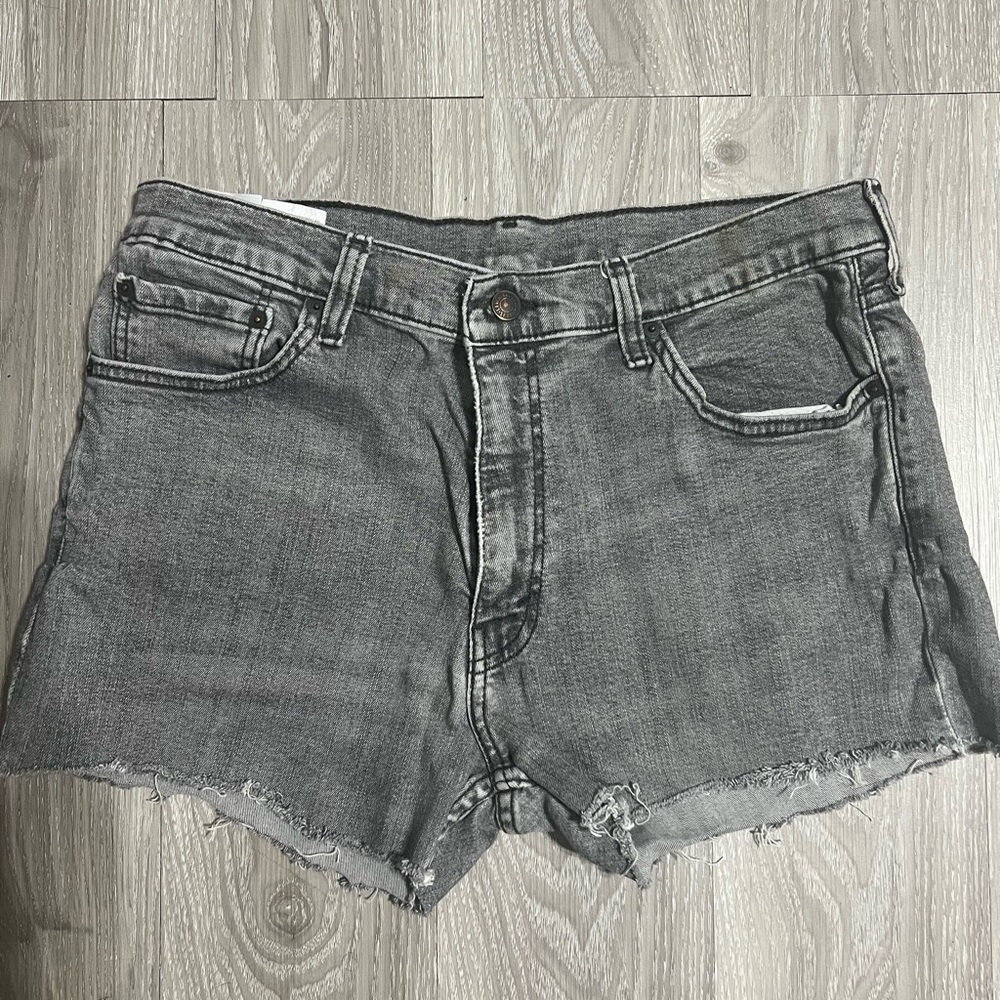 Levi’s 511 Gray Cutoff Denim Shorts W36 Distressed Raw Hem Festival